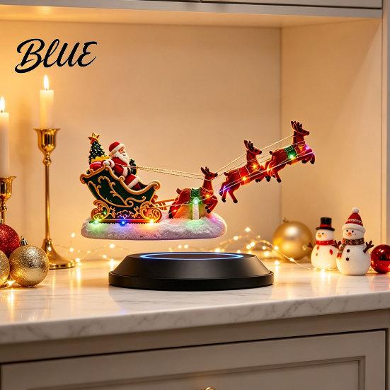 Magic Holiday Decoration Lighted Floating Santa Sleigh Magnetic Levitation Flying Sleigh Ornament with Seasonal Fireplace LED Light Christmas