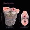 Plysj onani for menn Jet Cup Dual Channel Flytende Silikon Simulering Dyr Vagina Nyhetsstimulering Voksen Sexleketøy