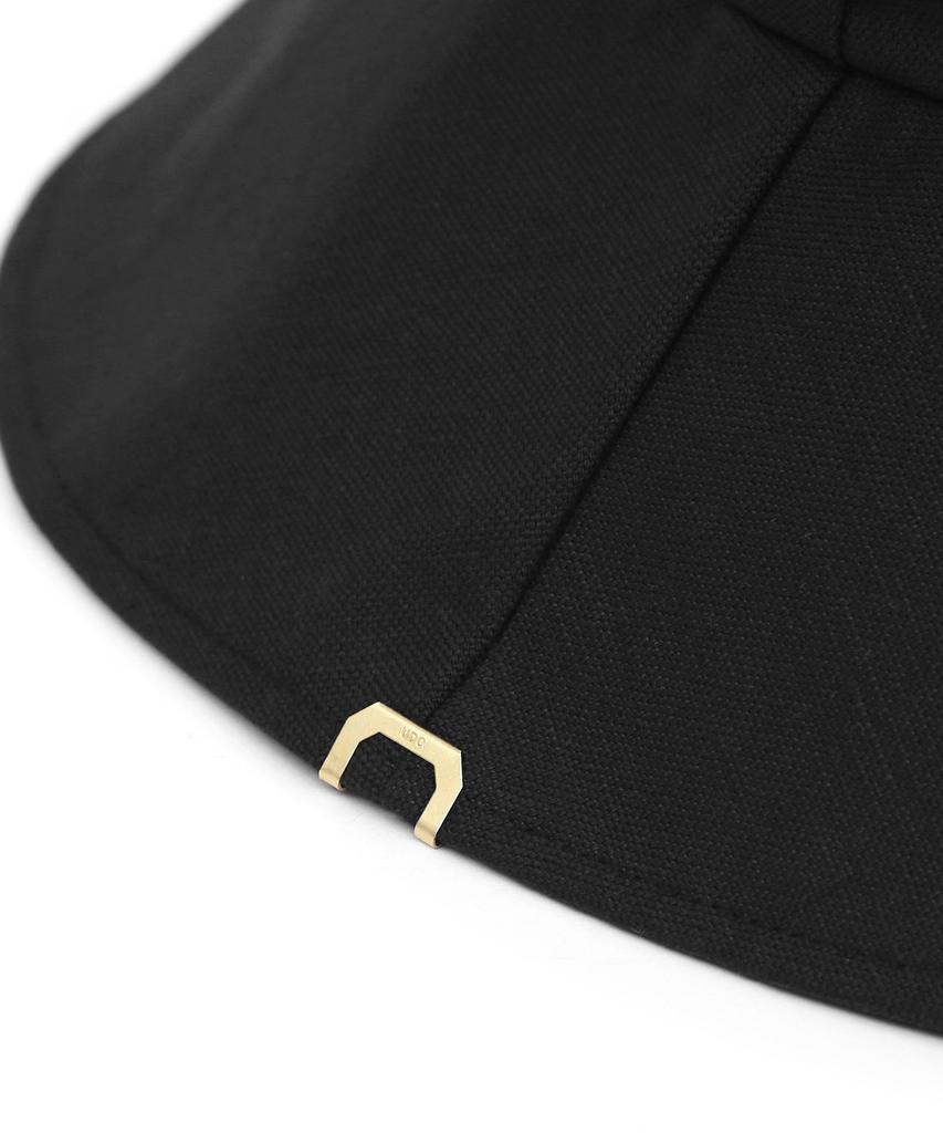 Eondeokeonteulolseutyudio Cotton Wide Bucket Hat Wide Bucket / Big Eye Linen / M Black
