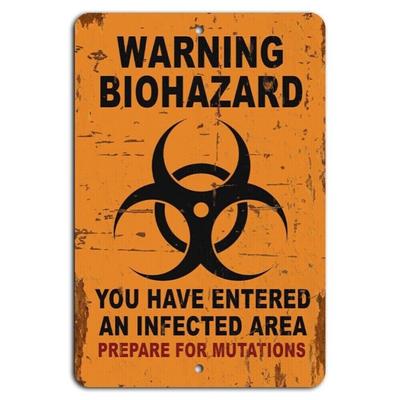 Hochauflösendes Blechschild Wandkunst Warnung Biogefahr Sie haben einen infizierten Ar betreten