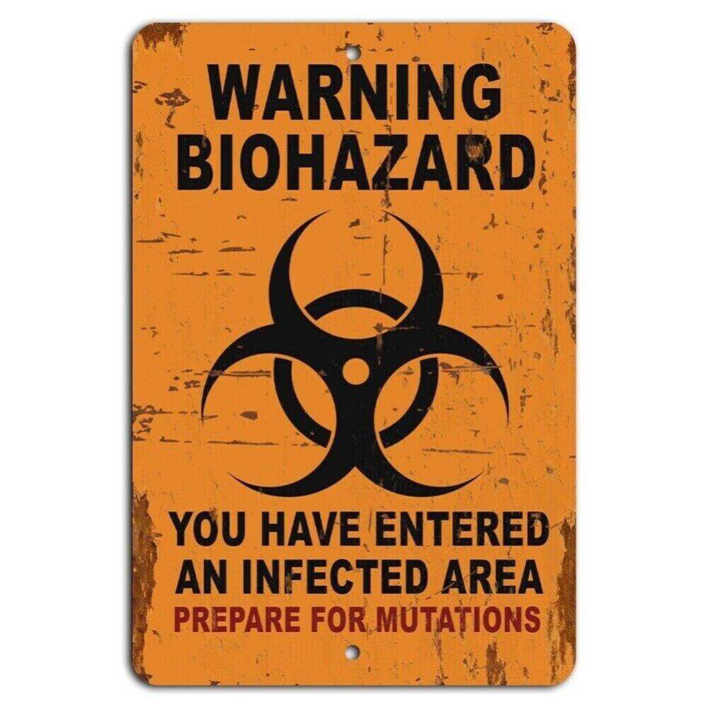 

Warning Biohazard Entering an Infected Area Rustic Orange Sign 20x30cm（7.8x11.8inch）