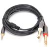JK‑366 3.5mm to Dual 6.35mm Audio Line Male to Male Gold Plated Connectors Audio Cable