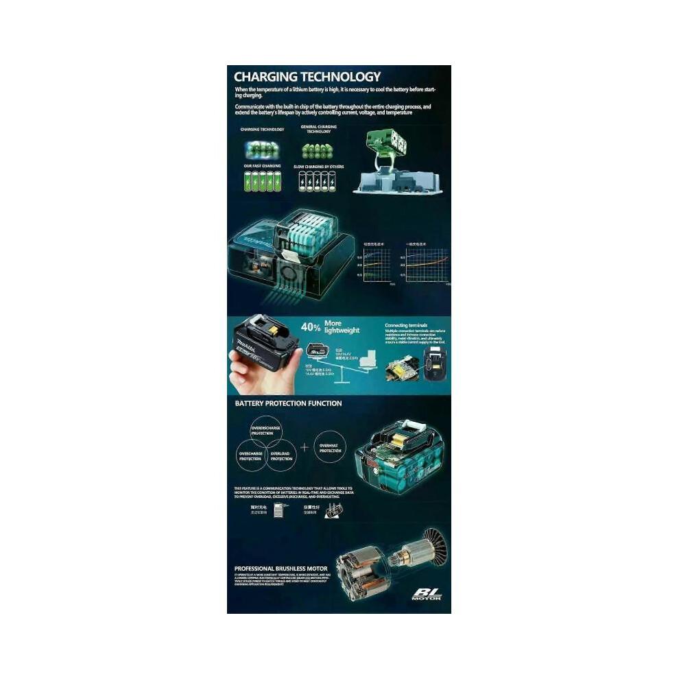 (6.0Ah 2uds) 100% Makita 6ah Makita 18v Batería Bl1830b Bl1850b Bl1850 Bl1840 Bl1860 Bl1815 Batería de Litio de Repuesto-fj