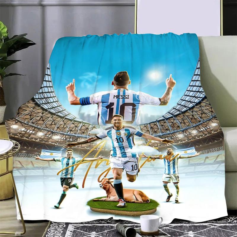 Football Star Printed Picnic Blankets R-ronaldo M-Messis Warm Blanket Soft and Comfortable Blanket Home Travel Birthday Gift