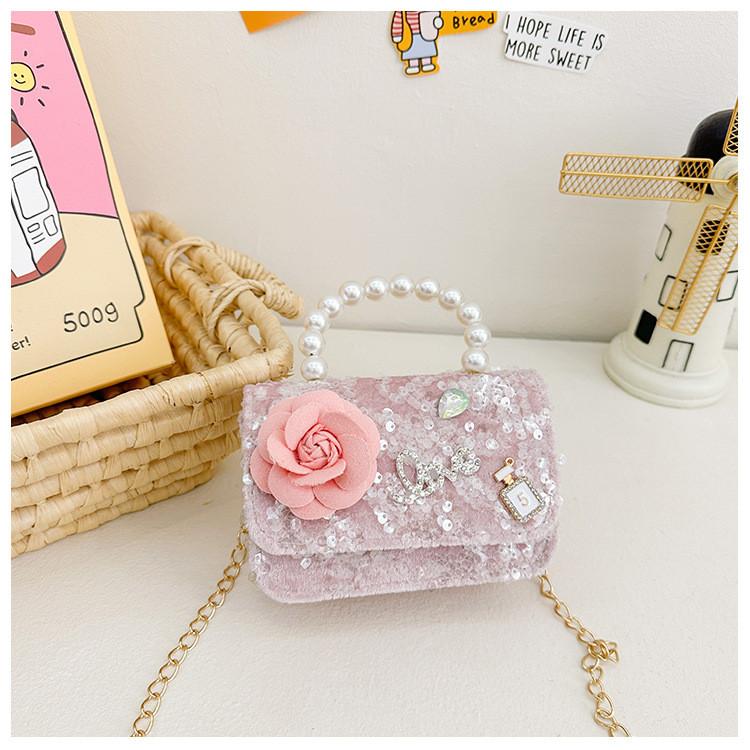 Cartoon Flower Bow Girl Decoration Children Shoulder Bag With Lace Design