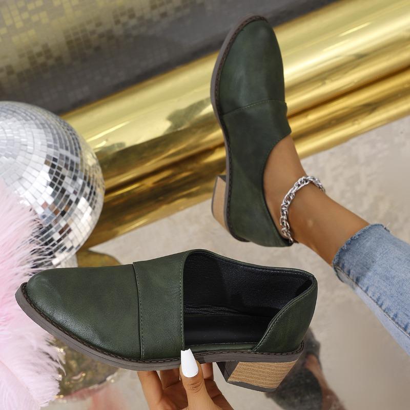 Women's Pointed Toe Low Heel Cutout Shoes, Summer Fashion Plus Size Slip-On Flats