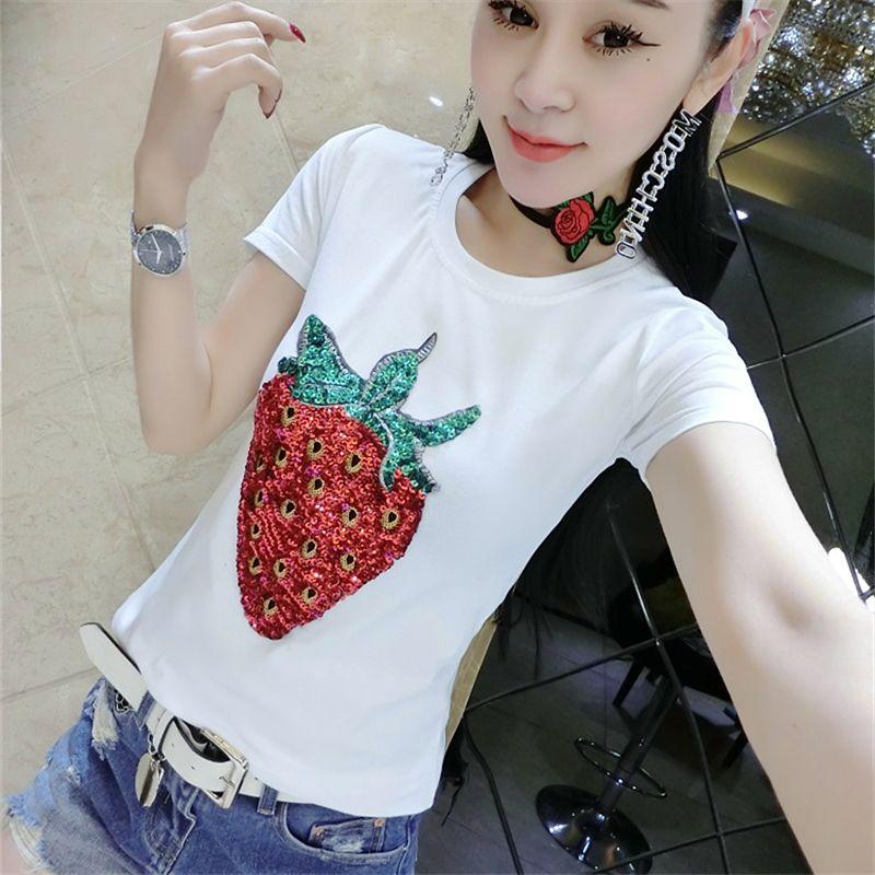 

Детская цветная футболка с пайетками и вышивкой, с коротким рукавом, летняя White 2XL