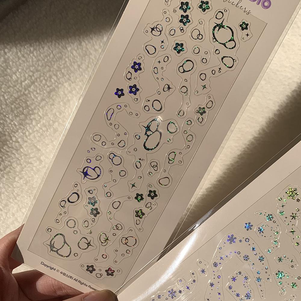 [SOOANG STUDIO] Myosotis (sandy ver.)/Korean CUTE holographic Stickers/DIY Decorative Stickers Idol Card Photo Album Diary