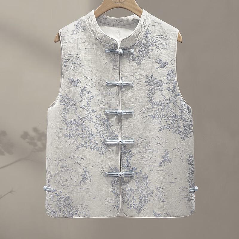 Sybelle Damen Weste im neuen chinesischen Stil mit Blumenmuster