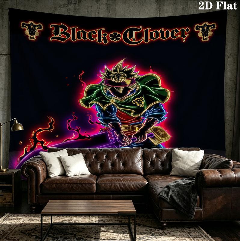 Arazzo da Parete Black Clover Appeso Estetico alla Parete Coperta in Tessuto Stampato Arazzi Decorativi per Camera da Letto Soggiorno Decorazione per la Casa