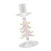 3 Piece Set Glass Candle Holders Christmas Tree Design Handblown Borosilicate for Taper Candles Stable Base Holiday Decor