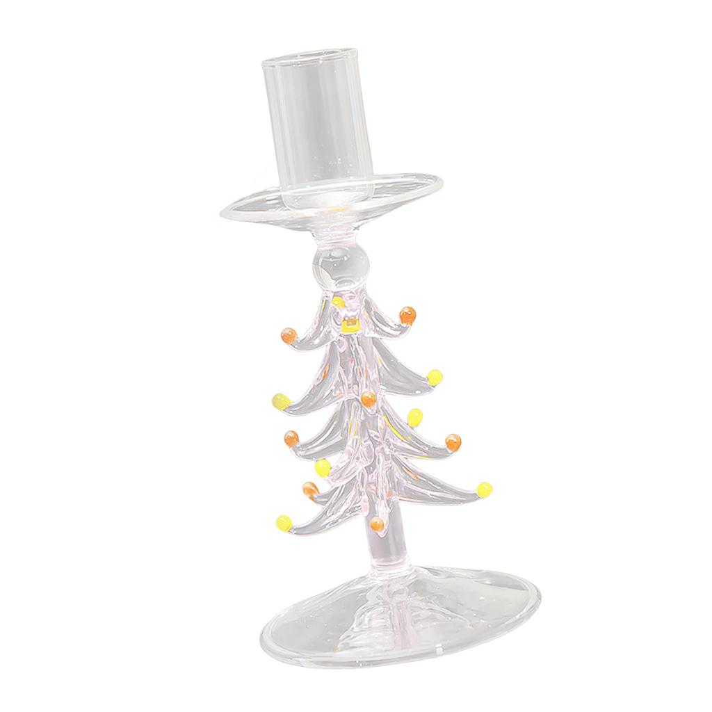3 Piece Set Glass Candle Holders Christmas Tree Design Handblown Borosilicate for Taper Candles Stable Base Holiday Decor