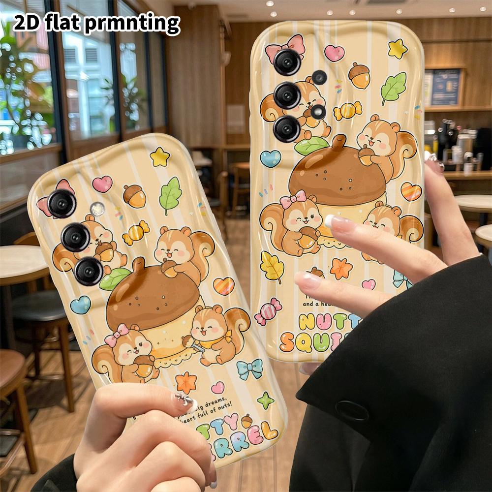 Phone Case: 2D flat Samsung Galaxy A34 A35 M05 M06 S20 S22 S21 FE Plus 5G protective case, Nutty Squirrel, perfect Christmas and Halloween holiday gif