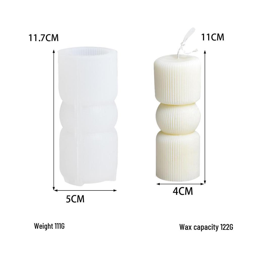 Korean Geometric Vertical Stripe Cylinder Candle Silicone Mold for Creative Cake Decoration.