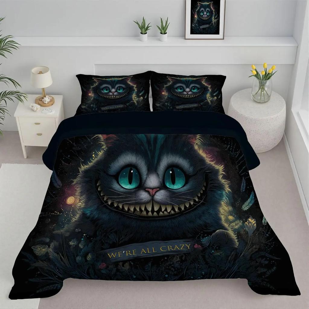 Cheshire Cat Duvet Cover, Bedding Sets 2 Piece Comforter Cover With Pillowcases75*50Cm, Soft Bed Cover For Adults And Children