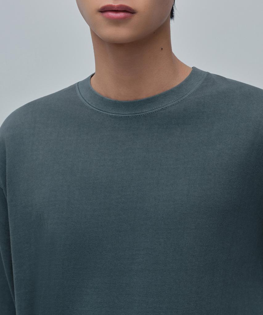 MUSINSA STANDARD Pigment Relaxed Crew Neck Long Sleeve T-Shirt [Peacock Blue]