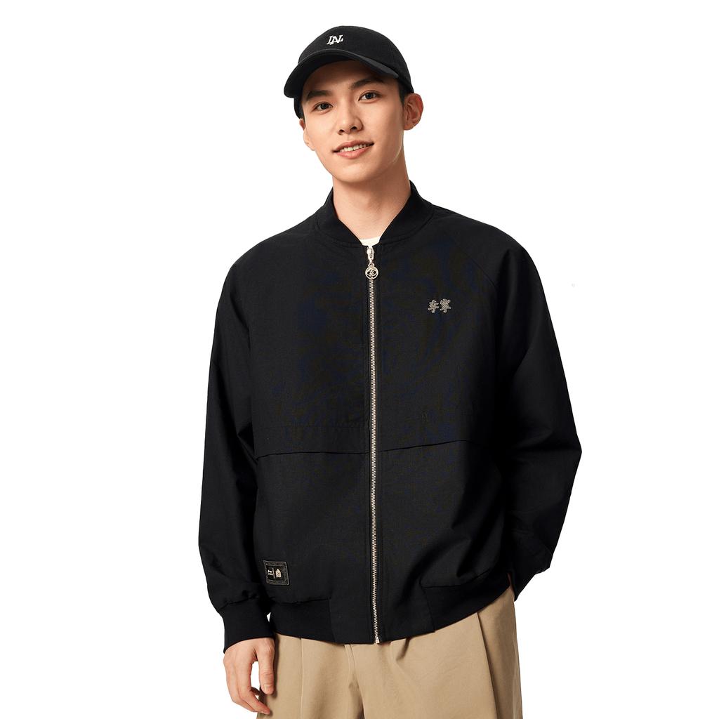 Li Ning X Palace Museum Collaboration Chinese Culture Series Casual Loose Baseball Collar Long Sleeve Woven Jacket Men Jackets Black AFDV285-5