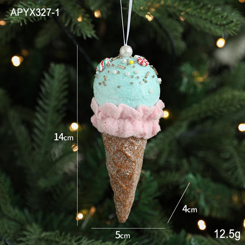 Christmas Ice Cream Cone Snowman Ornament – Cute Pink Decoration for Trees & Venues