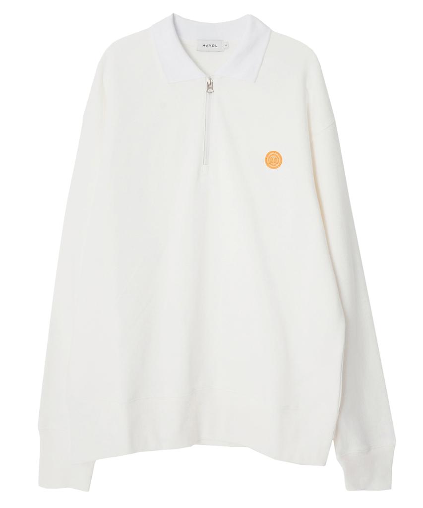 MAYOL Half-Zip Long-Sleeve Polo Sweatshirt_Ivory