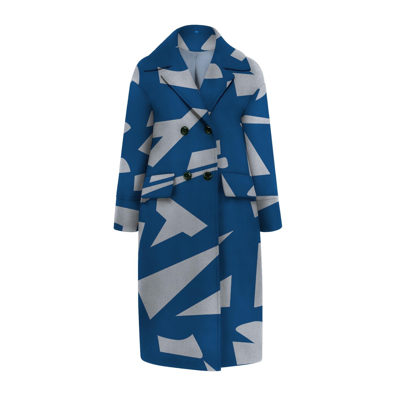 

IHUASU свободная женская куртка из твида на зиму и осень, теплое пальто для поездок на работу XXXL темно-синий