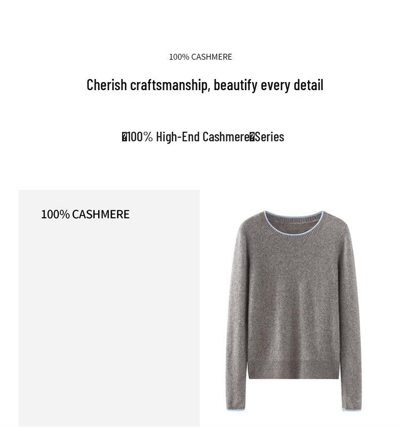 Women's Color Block Cashmere Sweater – 100% Pure 7 Gauge Single Ply, Soft, Skin-Friendly Pullover with Round Neck.