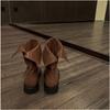 Early autumn clamshell rear split middle boots retro thick heel round head autumn and winter new Martin boots women