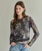 MAXZA Vintage Flower Shirred Mesh T-Shirt