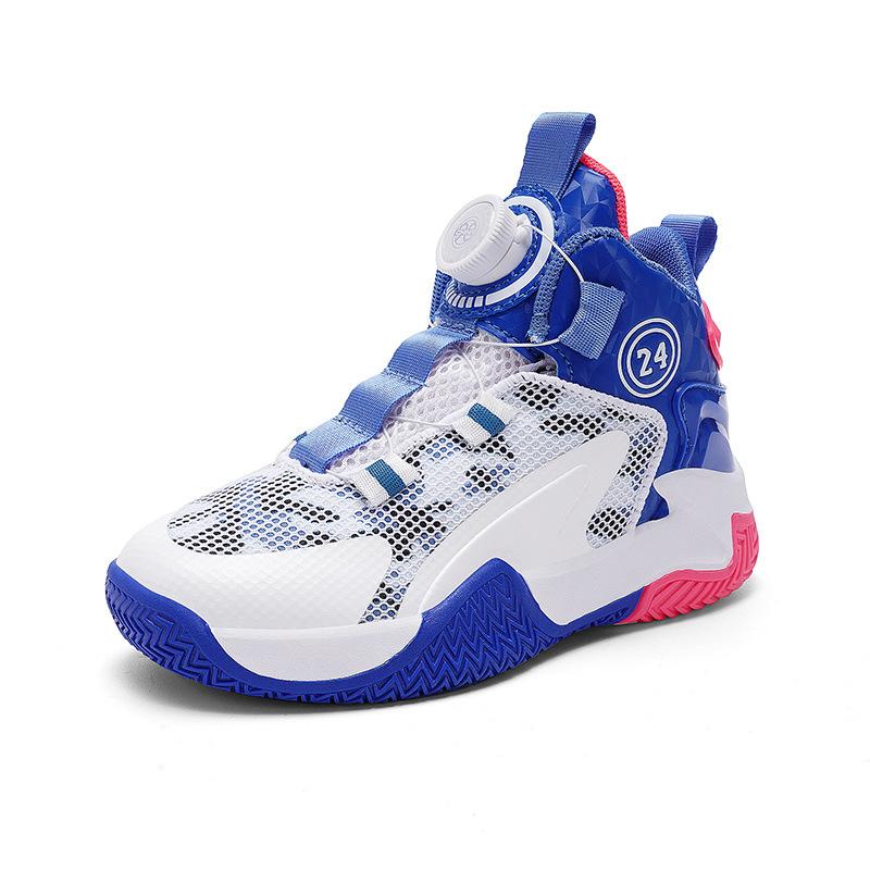 Boys Children Mesh Basketball Shoes Rotating Button Sneakers Casual Shoes Breathable Student Women's Fashion Trendy Shoes