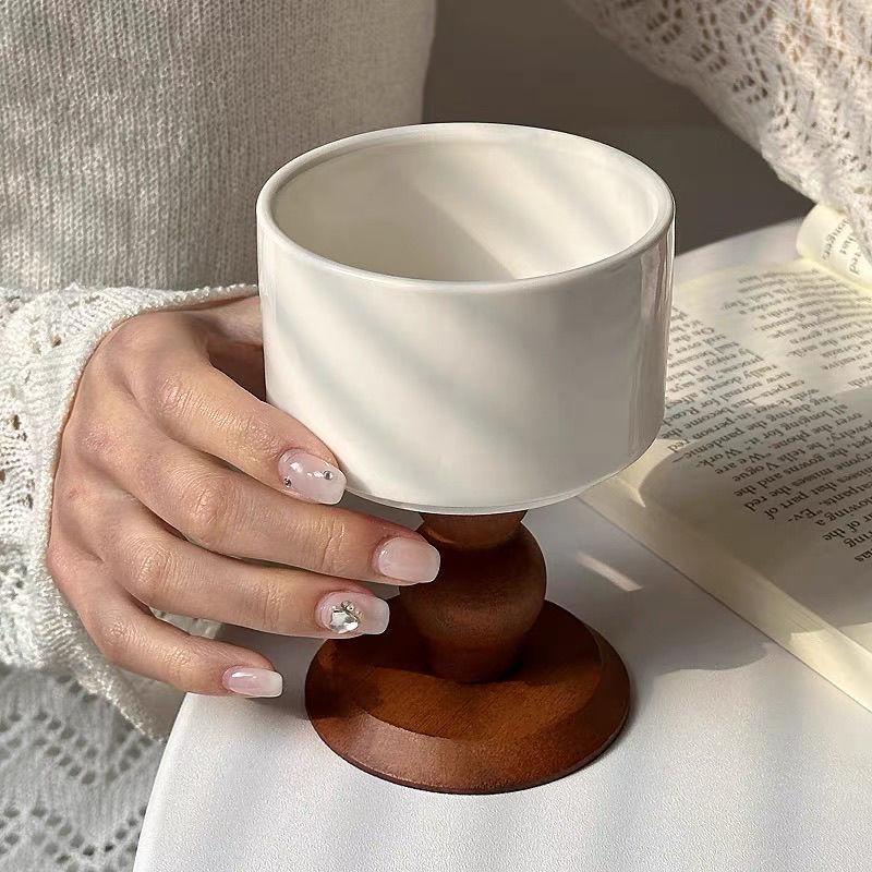 Vintage French Scented Candle with Ceramic High-Footed Glass Holder