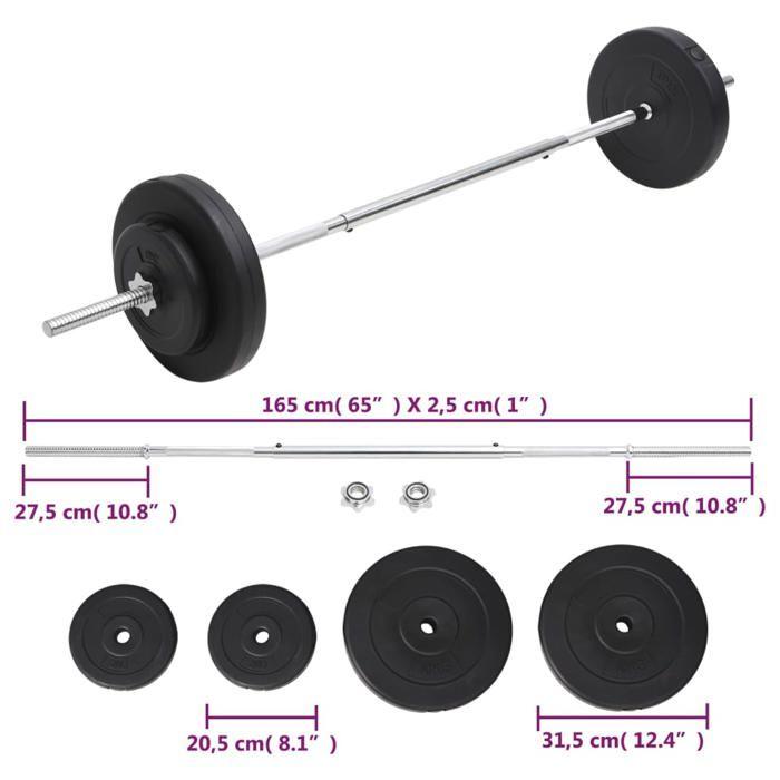 VidaXL Ensemble d'haltères avec plaques 30 kg, poids libre, ensemble d'haltères, ensemble de plaques de poids, plaque de 93585