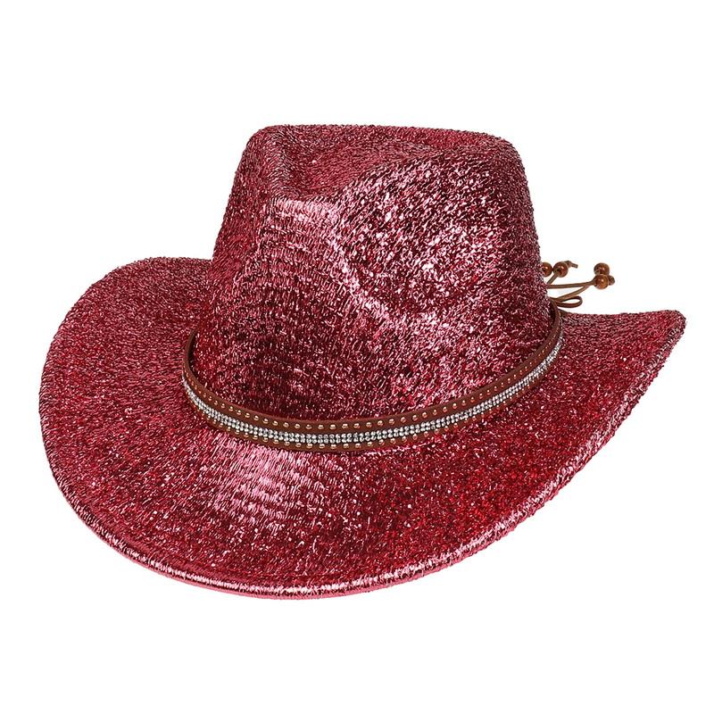 Glitzerndes Cowboyhut Unisex Westernstil Breiter Rand Fedora Hut für Party Festival Cosplay