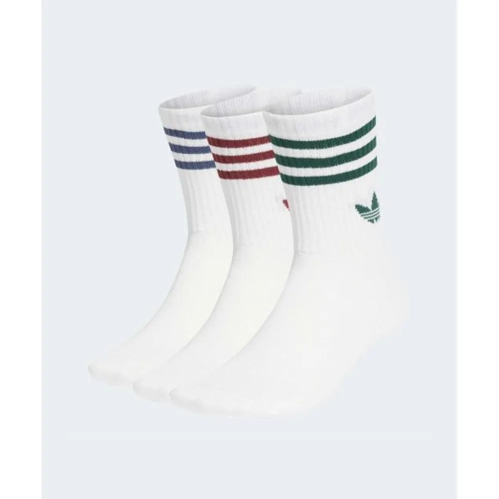 adidas 3-Stripe Crew Socks 3 Pairs - White:Ruby:Green:Blue KT1690 6275101 S