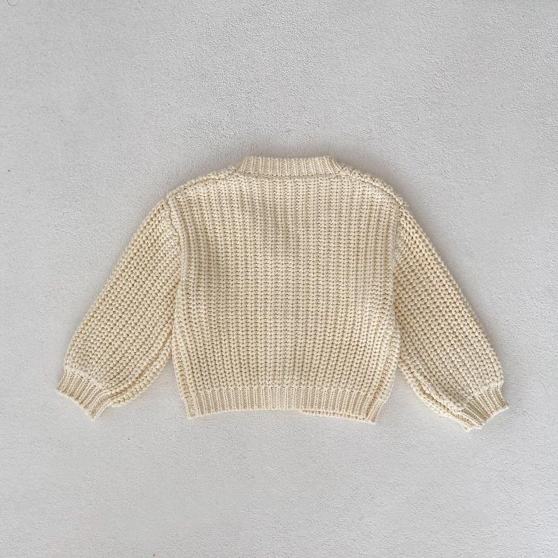 Internet Celebrity Trendy Style Baby Girl Infant Pearl Knit V-neck Sweater Newborn Long Sleeve Cardigan
