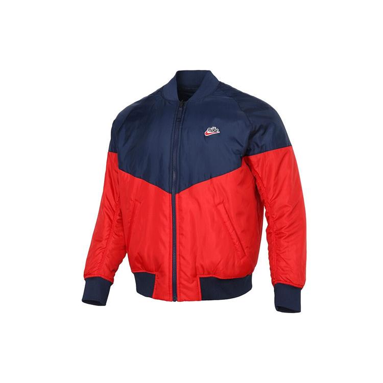 Nike Puffer Jackets Men s Red Stand Collar Moderate Reversible CZ9999-451 M