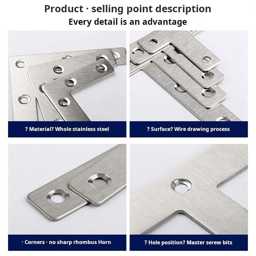 10Pcs 90° Right Angle Angle Bracket Flat Fastener Corner Bracket  Hardware Accessory