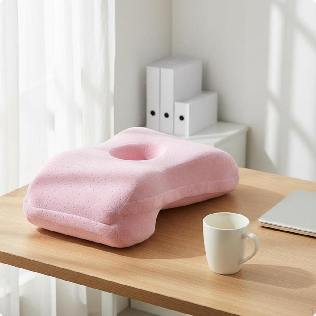 Memory Foam Rest Pillow Breathable Office Ergonomic for Students Light Gray
