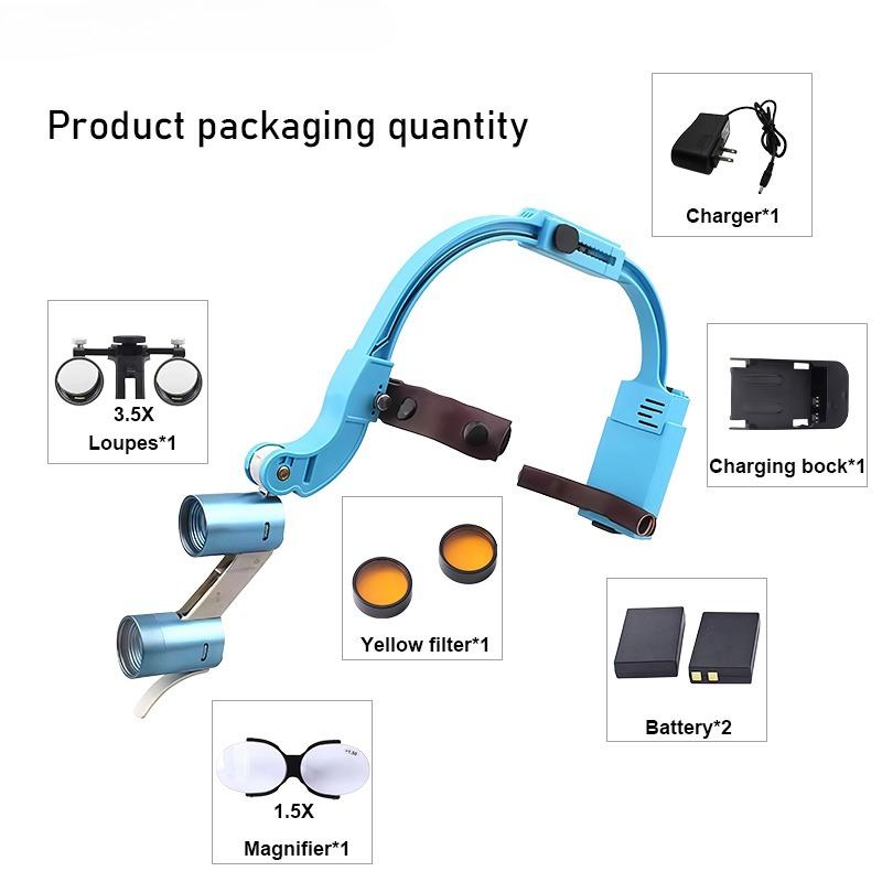 Binoclu Chirurgical cu Magnifier pentru Materiale Dentare cu Bandă de Cap Confortabilă Lampă Frontală LED cu Magnifier Dentar Mărire 2.5x/3.5x
