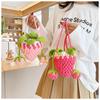 Cute Girl Strawberry Mini Woolen Bag With Snap Closure For Daily Use