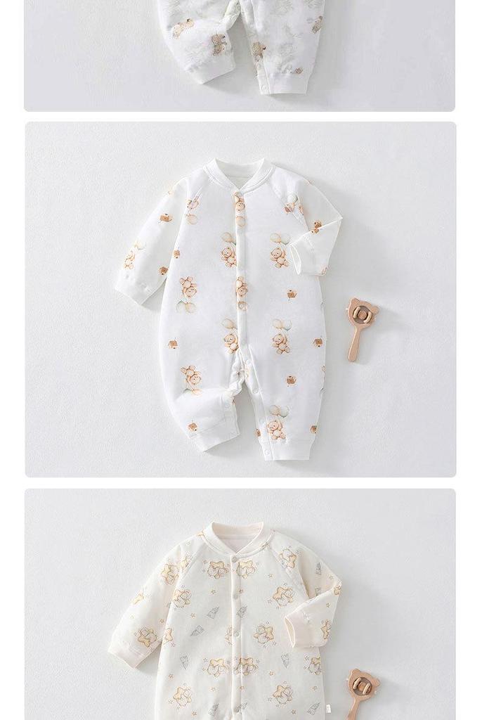 Baby Padded Romper: Warm, Boneless, Thickened Cotton, Double-Breasted, Perfect for Autumn and Winter - 40g Children's Crawling Suit