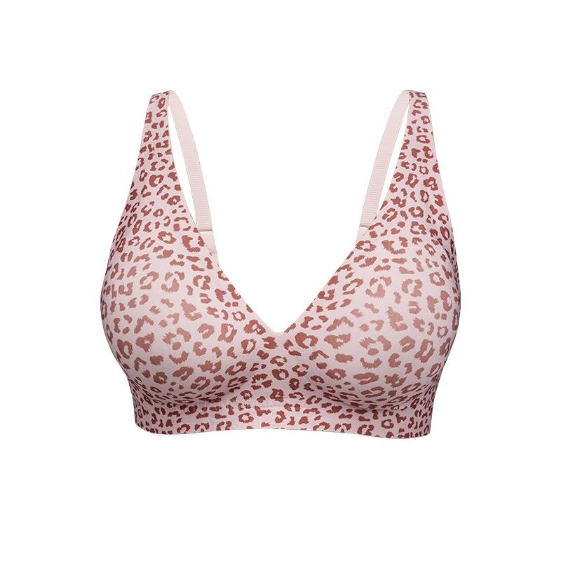 Plus Size Leopard Print Seamless Push Up Bra For Women