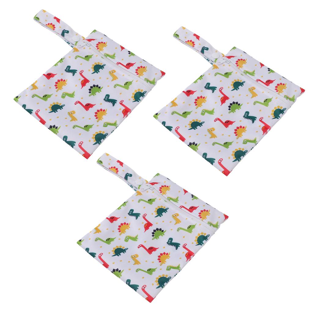 3pcs Wet Bag Water Resistant Reusable Portable Hanging Diaper Wet Bag for Home Travel T11