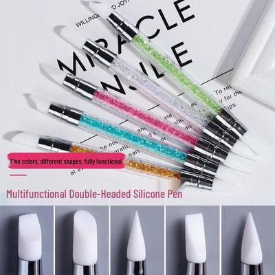 5-teiliges Silikon-Schnitzstift-Set: Doppelseitiges Magischer Spiegel Nail Art Werkzeug