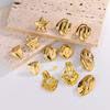 Earrings Temperament Niche Retro Earrings Stainless Steel Plated 11K Gold Geometric Striped Earrings Stud Earrings