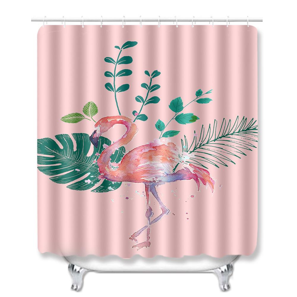Flamingo Bathroom Shower Curtain Bath Towel Floor Mat Five-Piece Set Bathroom Toilet Carpet Shower Foot Mat