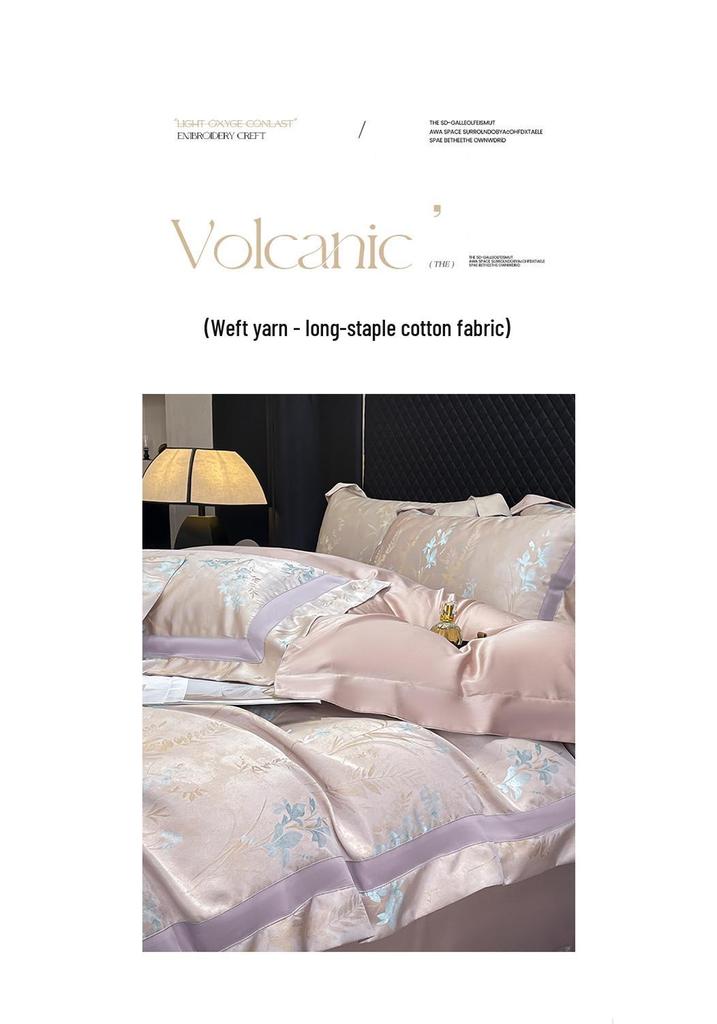 A-Class Tencel Cotton Luxury 4-Piece Bedding Set: Skin-Friendly Jacquard Satin Duvet & Fitted Sheet