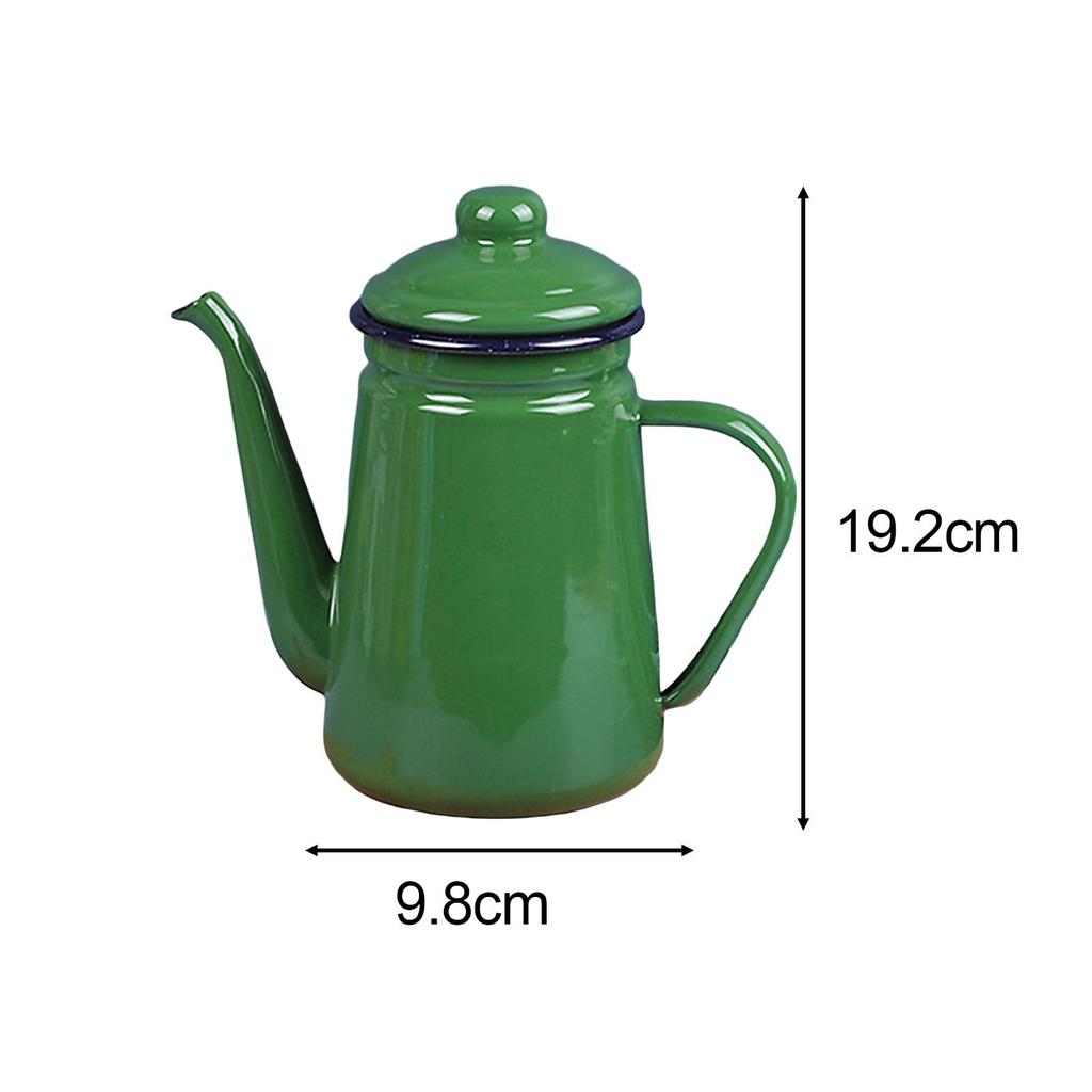 Emaljerad kaffepanna Hållbar med handtag Tjock vattenkokare 1,1L Kaffepanna för Hemkök Restaurang Kokande Vatten Te