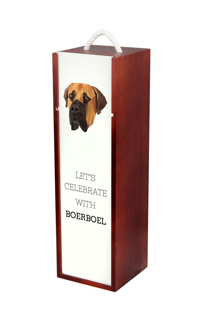 Boerboel, Mastif Południowoafrykański - Geometryczne Pudełko Ze Zdjęciem I Napisem Na Wino Marki Art-Dog