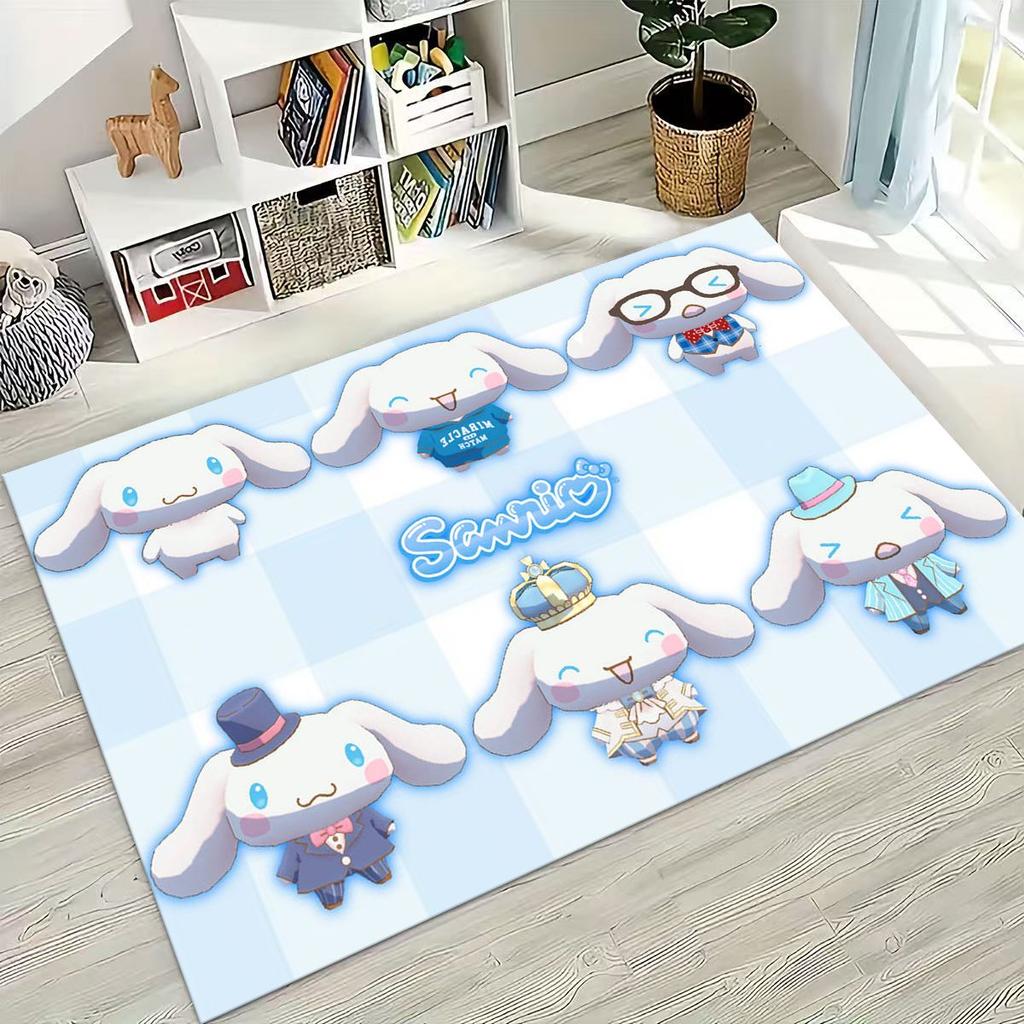 2026 New Cute Cinnamoroll Pompompurin Sanrio Cartoon Rug for Bedroom Living Room Sofa Home Doormat Decor, Kid Non-slip Floor Mat
