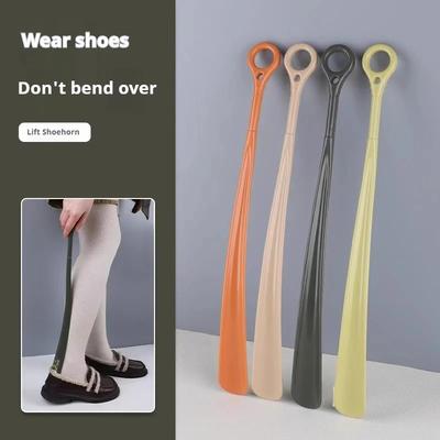 1Pcs 47cm Hanging Ring Shoehorn Pregnant Woman Long Handled Lifter Elderly Shoe Spoon Lazy People Shoe Spatula Shoe Horns