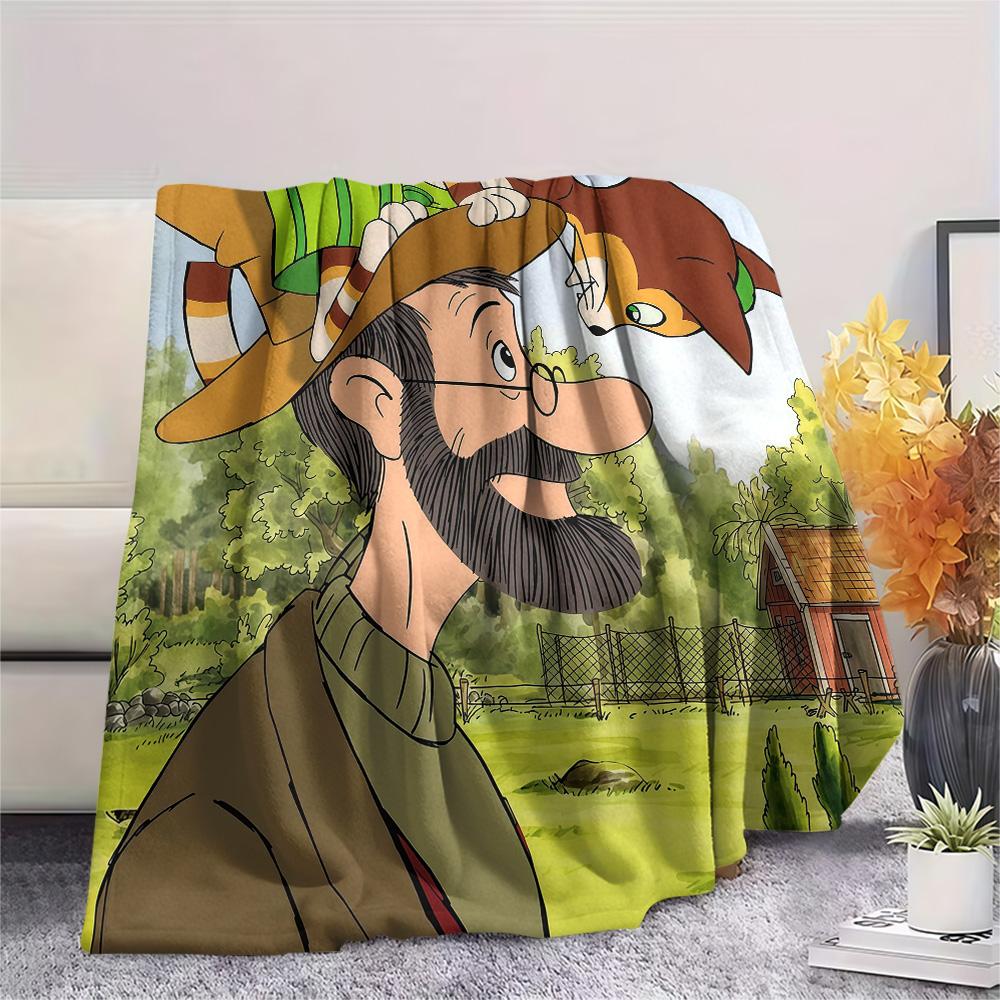 Pettson and Findus2 Flannel Blanket, High Quality Comfortable for All Seasons, Home Decor, Warmth and Comfort